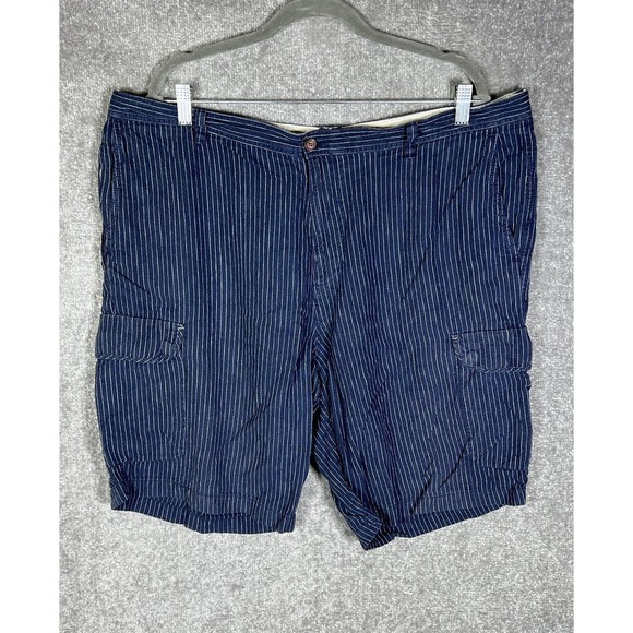 Tommy Bahama Linen Bermuda Cargo Shorts Mens Size 40 Blue White Stripe Pockets‎ - Picture 1 of 13